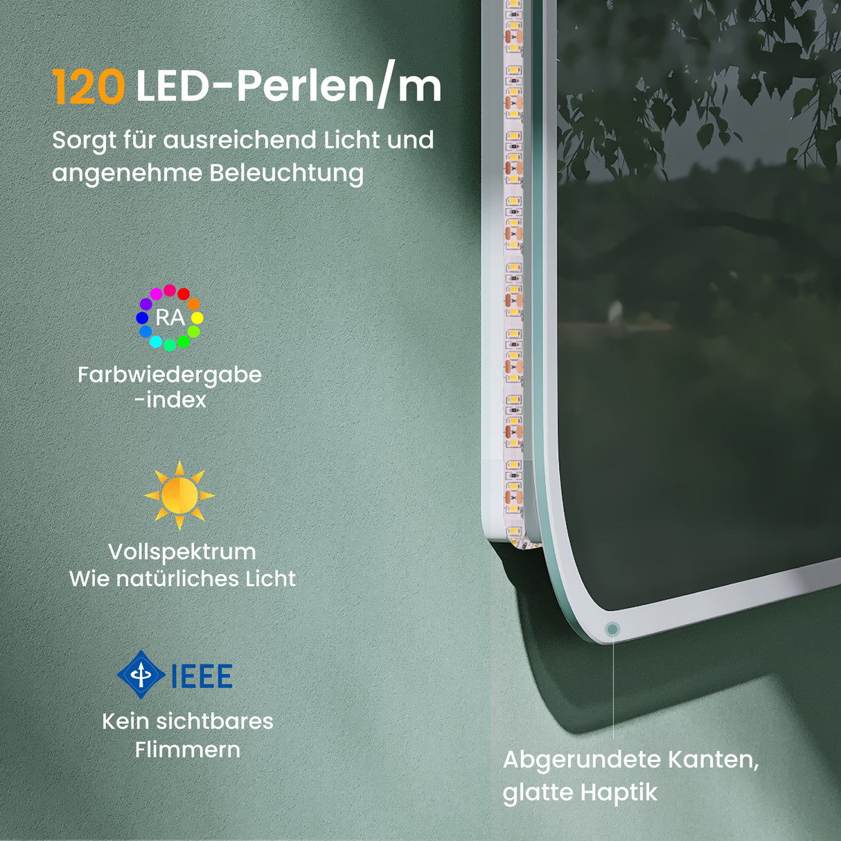 glasvilla Specchio da Bagno Appeso Specchio a LED con Interruttore Touch Specchio da Parete per Il Trucco Anti-Appannamento