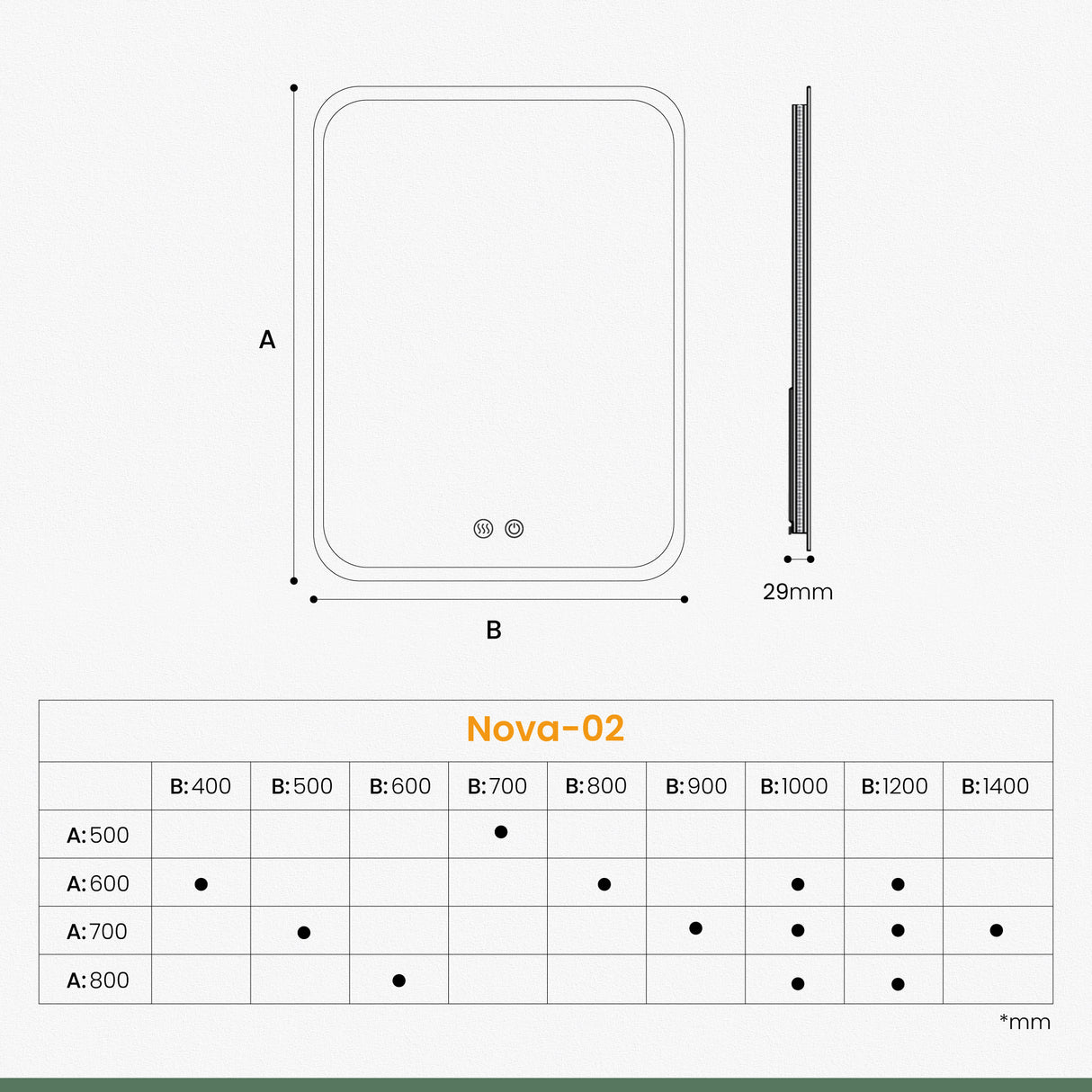 glasvilla Specchio da Bagno Appeso Specchio a LED con Interruttore Touch Specchio da Parete per Il Trucco Anti-Appannamento