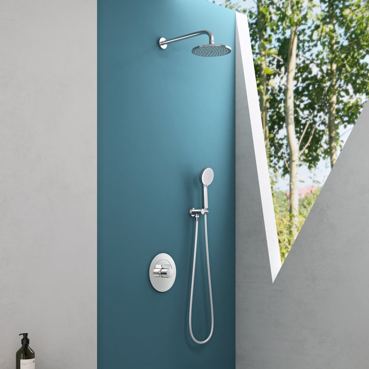 glasvilla Wassersparende Regendusche Wellness-Duschsystem Duschkopf Ø40cm Duschset mit Handbrause & Einhebelmischer Duschsystem3