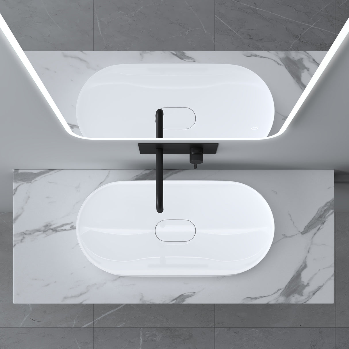 Support de lavabo Glasvilla avec support de console en acier inoxydable et support de lavabo anthracite brossé