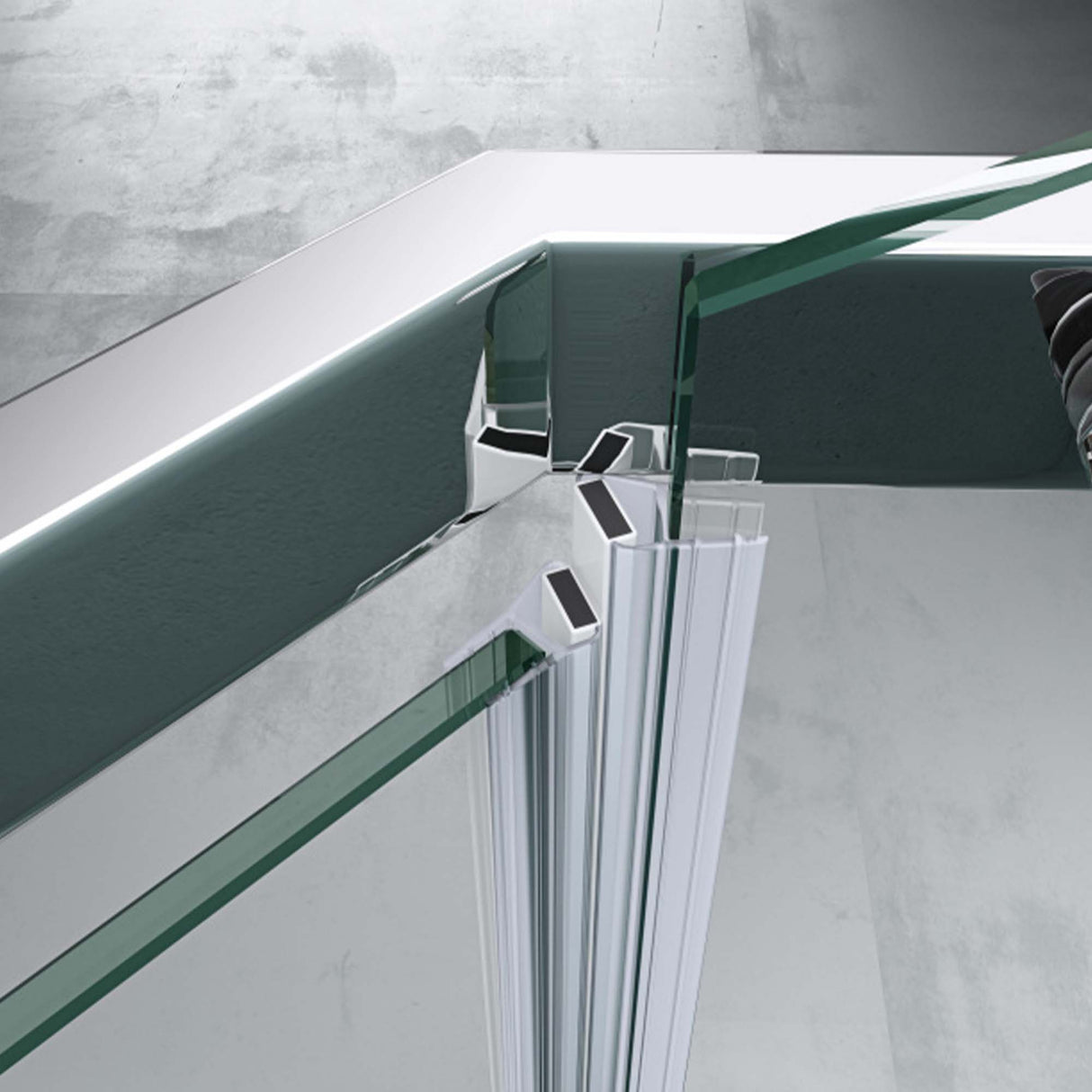 Cabine de douche pentagonale Glasvilla avec receveur, paroi de douche, verre véritable, installation au niveau du sol possible, paroi de douche en verre trempé de sécurité de 8 mm Ravenna08