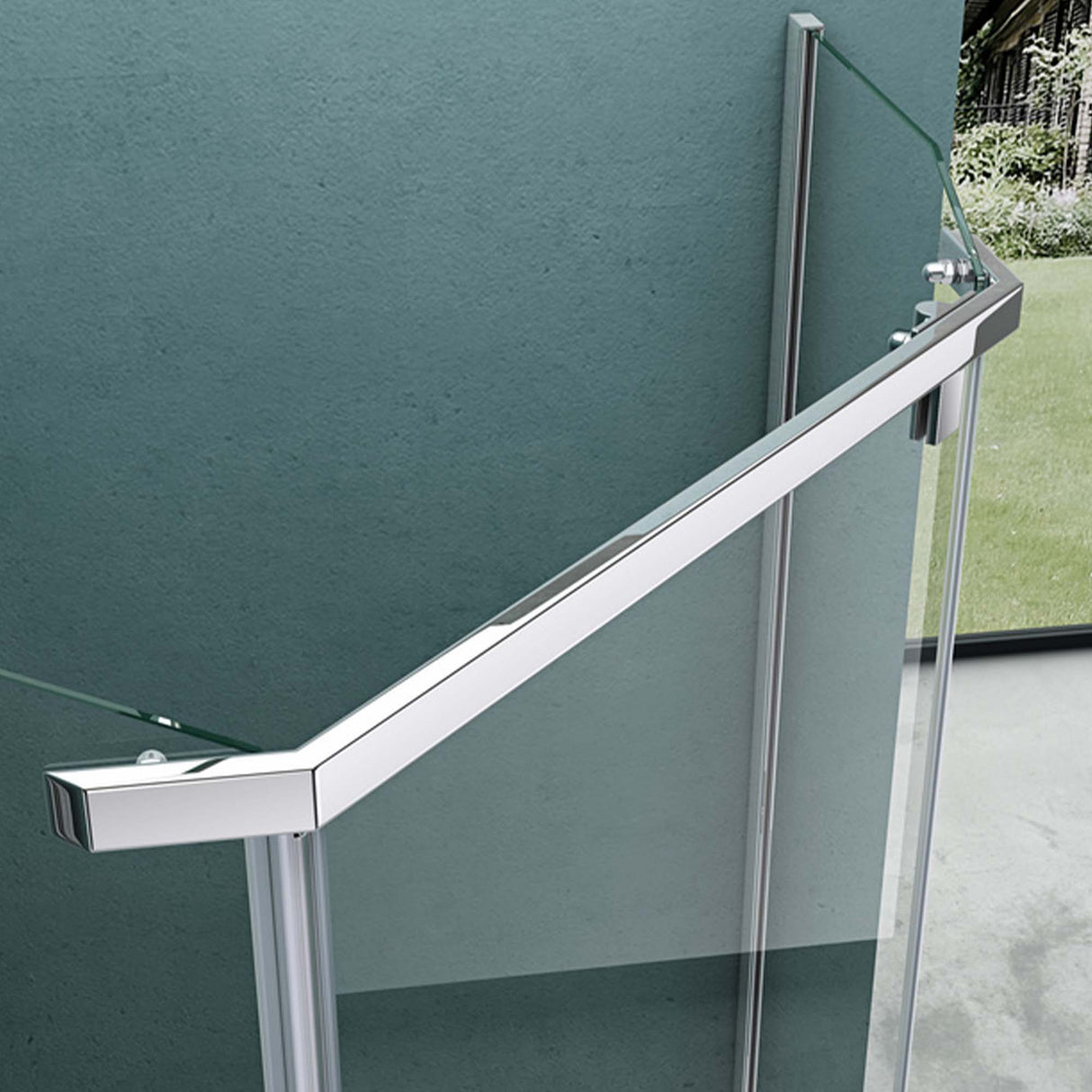 Cabine de douche pentagonale Glasvilla avec receveur, paroi de douche, verre véritable, installation au niveau du sol possible, paroi de douche en verre trempé de sécurité de 8 mm Ravenna08