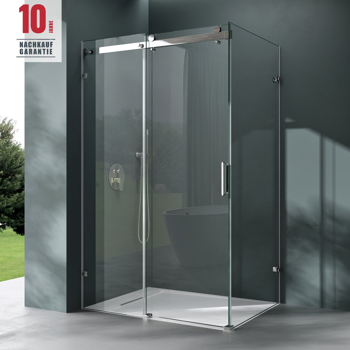 cabina de ducha glasvilla Eckdusche vidrio de seguridad 8mm ESG recubrimiento NANO en ambos lados puerta corredera ducha Ravenna17K