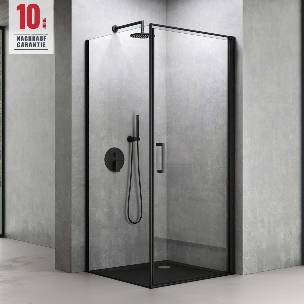 glasvilla Box Doccia in Vetro 8mm Box Doccia con Meccanismo Alza/Abbassa e Porta Girevole Box Cabina Doccia Angolare Nero Ravenna36-Plus