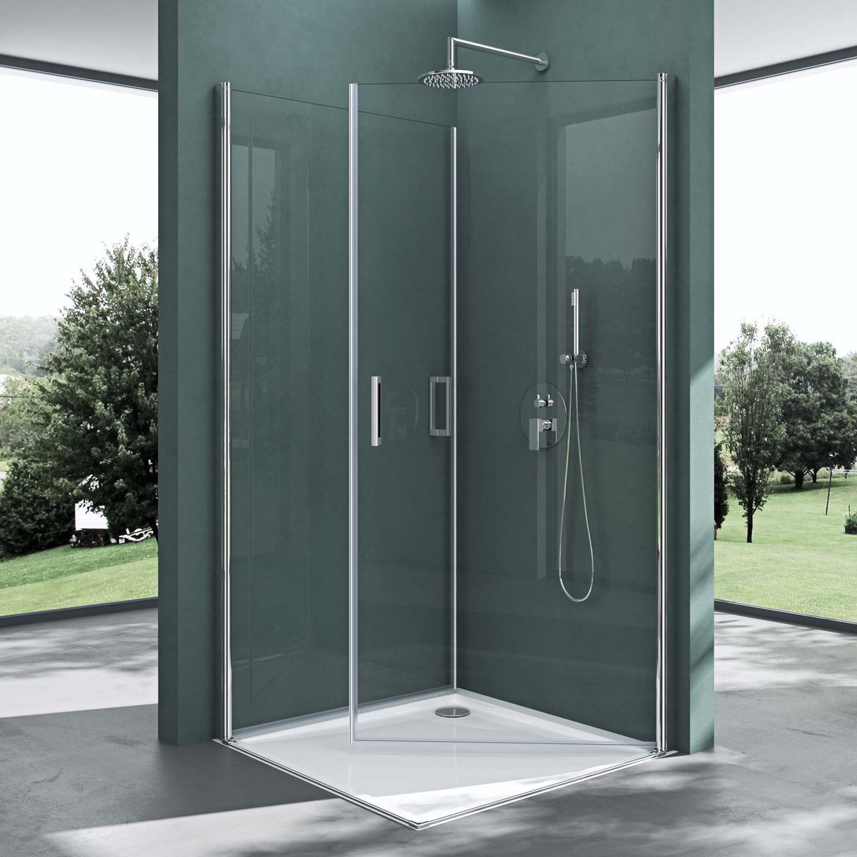 glasvilla Cabina de Ducha Entrada de Esquina Mecanismo de Elevación y Bajada Separación de Ducha Vidrio de Seguridad ESG Efecto Loto Plegable Ravenna24