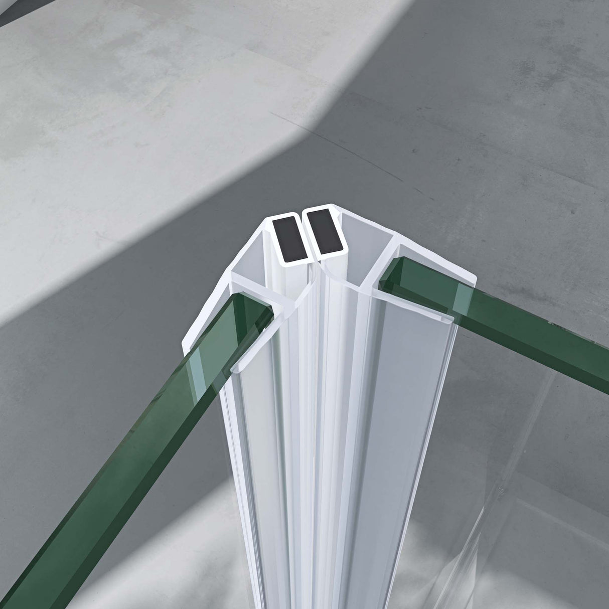 cabina de ducha glasvilla entrada en esquina mecanismo de elevación y descenso separación de ducha vidrio lechoso vidrio de seguridad ESG efecto loto plegable Ravenna24MS