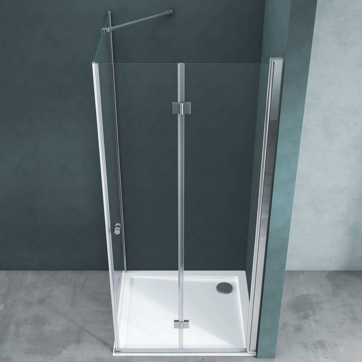 galsvilla Duschkabine Falttür 180° Klappbar & Faltbar Mit Hebe- und Senkmechaniamus Lotus-Effekt NANO Eckeinstieg R27