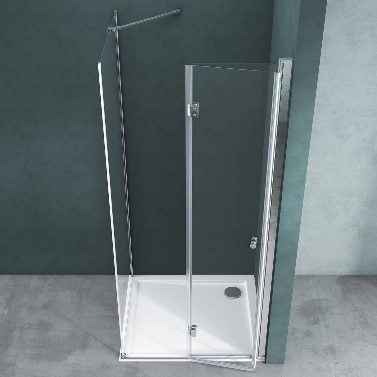 galsvilla Duschkabine Falttür 180° Klappbar & Faltbar Mit Hebe- und Senkmechaniamus Lotus-Effekt NANO Eckeinstieg R27