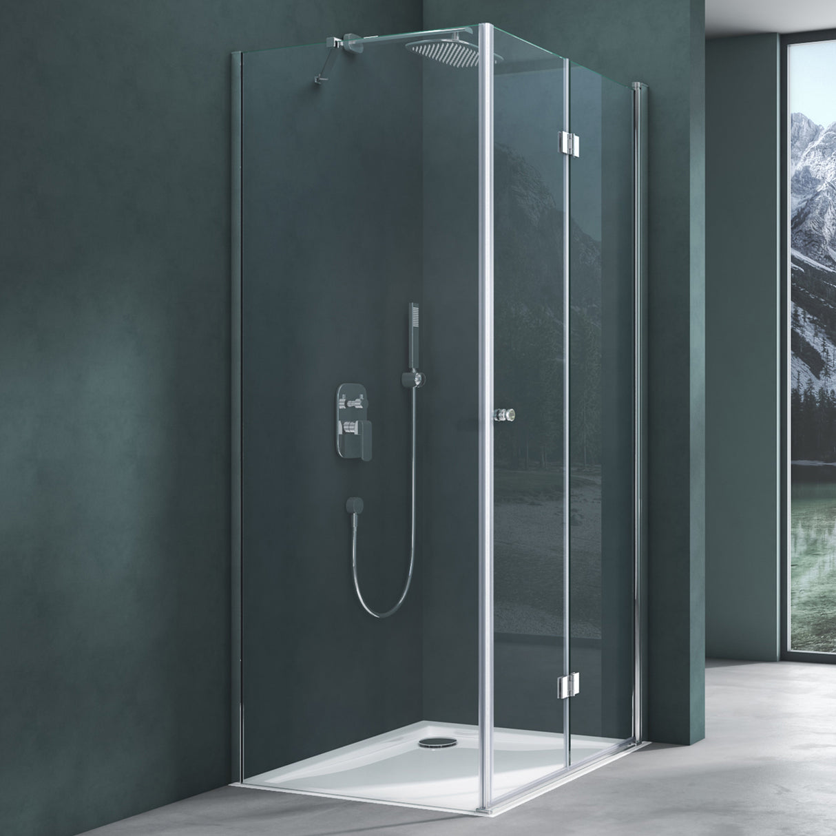 galsvilla Duschkabine Falttür 180° Klappbar & Faltbar Mit Hebe- und Senkmechaniamus Lotus-Effekt NANO Eckeinstieg R27