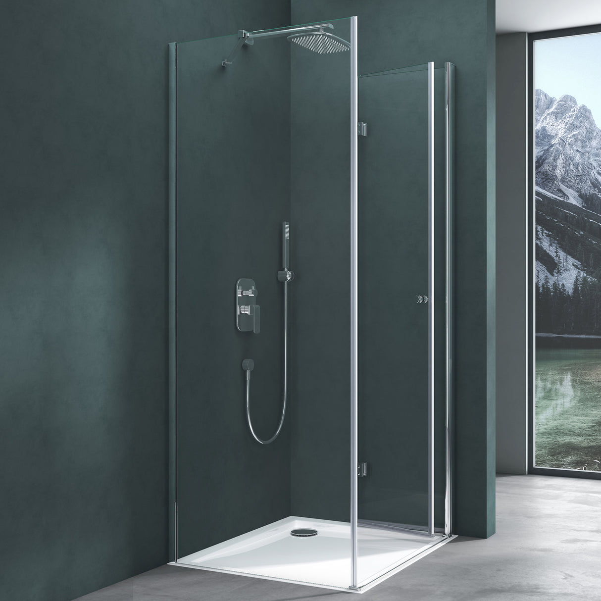 galsvilla Duschkabine Falttür 180° Klappbar & Faltbar Mit Hebe- und Senkmechaniamus Lotus-Effekt NANO Eckeinstieg R27