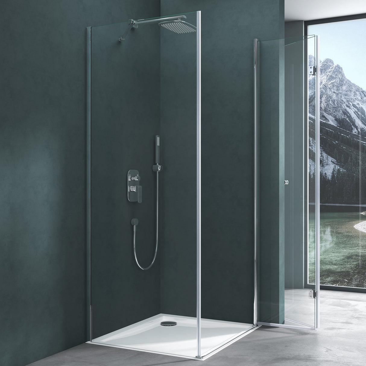 galsvilla Duschkabine Falttür 180° Klappbar & Faltbar Mit Hebe- und Senkmechaniamus Lotus-Effekt NANO Eckeinstieg R27