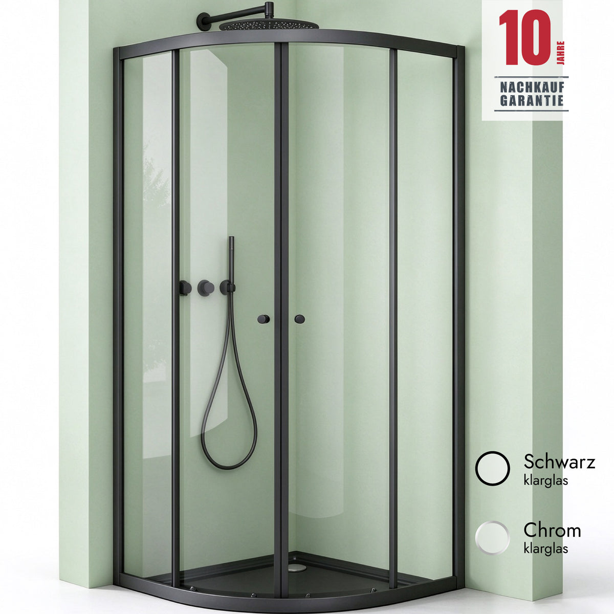 glasvilla Cabina de ducha cuarto de círculo Ducha separación de ducha con 2 puertas correderas vidrio de seguridad ESG recubrimiento Nano Ravenna32K