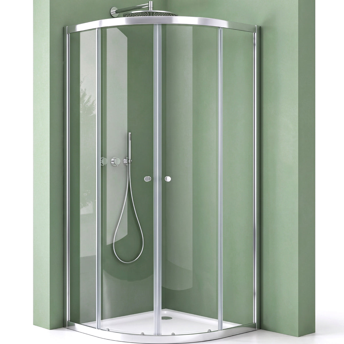 glasvilla Cabine de Douche en Quart de Cercle avec 2 Portes Coulissantes en Verre de Sécurité ESG Nano-Revêtement Ravenna32K