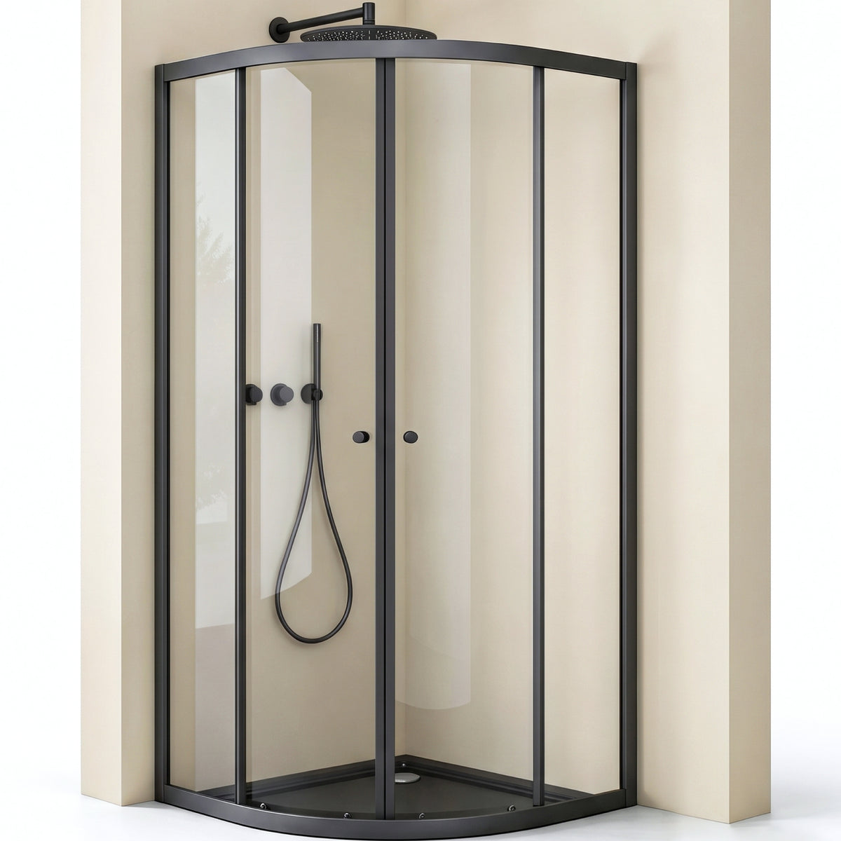 glasvilla Cabine de Douche en Quart de Cercle avec 2 Portes Coulissantes en Verre de Sécurité ESG Nano-Revêtement Ravenna32K