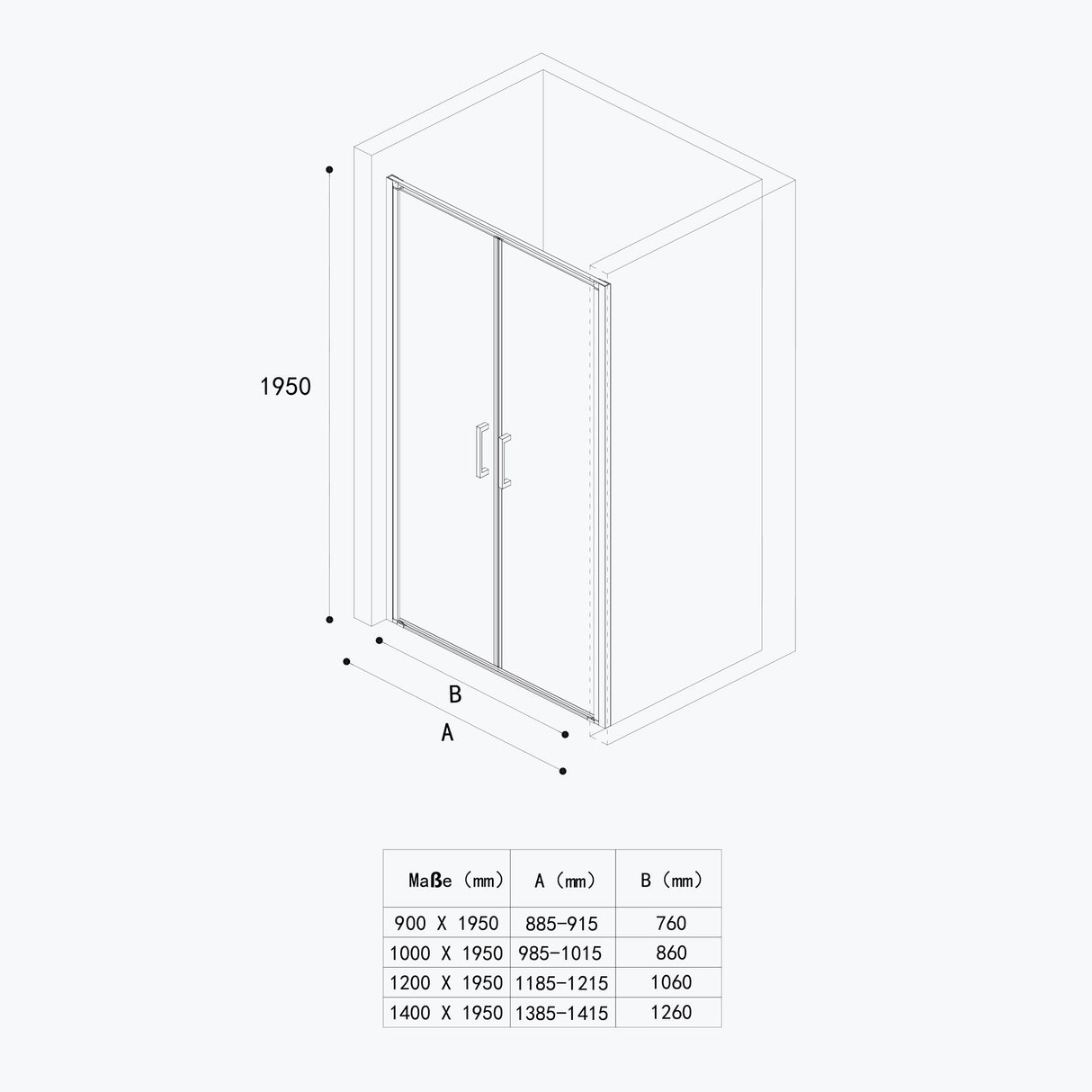 glasvilla Box Doccia a Nicchia in Vetro Trasparente 8mm Box Doccia Cromo e Nero con Porte Pieghevoli Cabina Bagno con Sistema Rotatorio di Sollevamento e Abbassamento Teramo66
