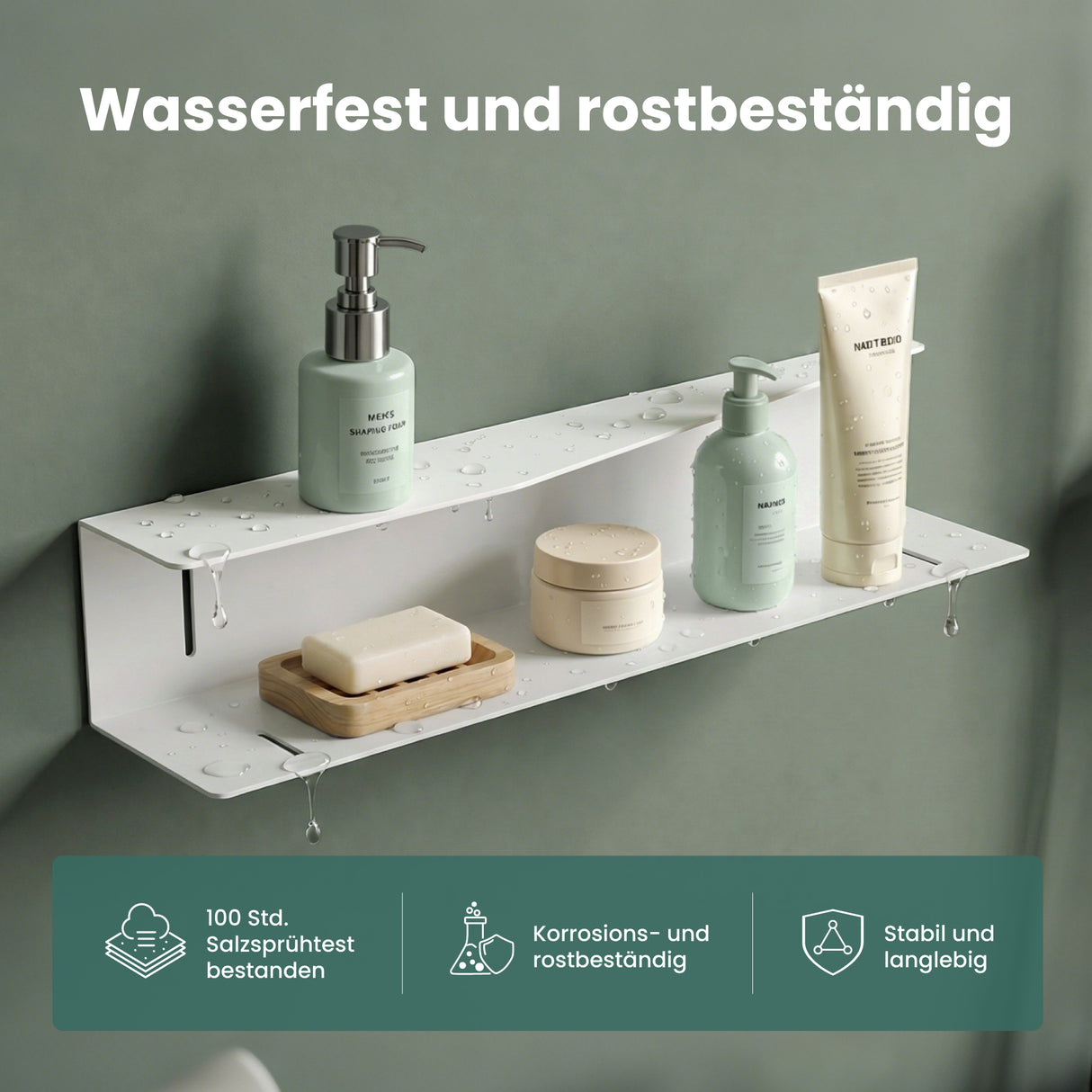 glasvilla Duschablage zum Bohren oder Kleben, Duschregal Badezimmerablage , Shampoo Halterung für Dusche, Badezimmer Organizer Reglo-15