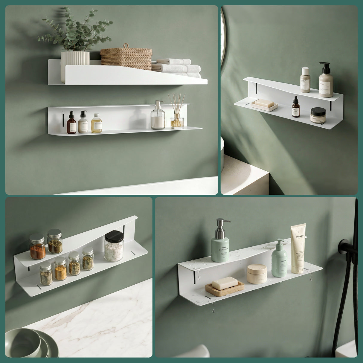 glasvilla Duschablage zum Bohren oder Kleben, Duschregal Badezimmerablage , Shampoo Halterung für Dusche, Badezimmer Organizer Reglo-15