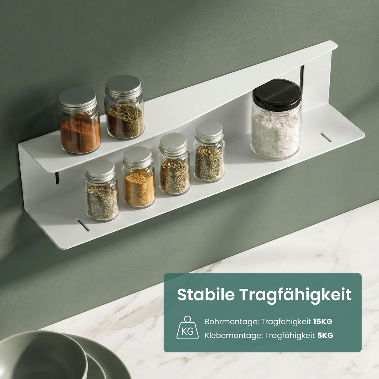 glasvilla Duschablage zum Bohren oder Kleben, Duschregal Badezimmerablage , Shampoo Halterung für Dusche, Badezimmer Organizer Reglo-15