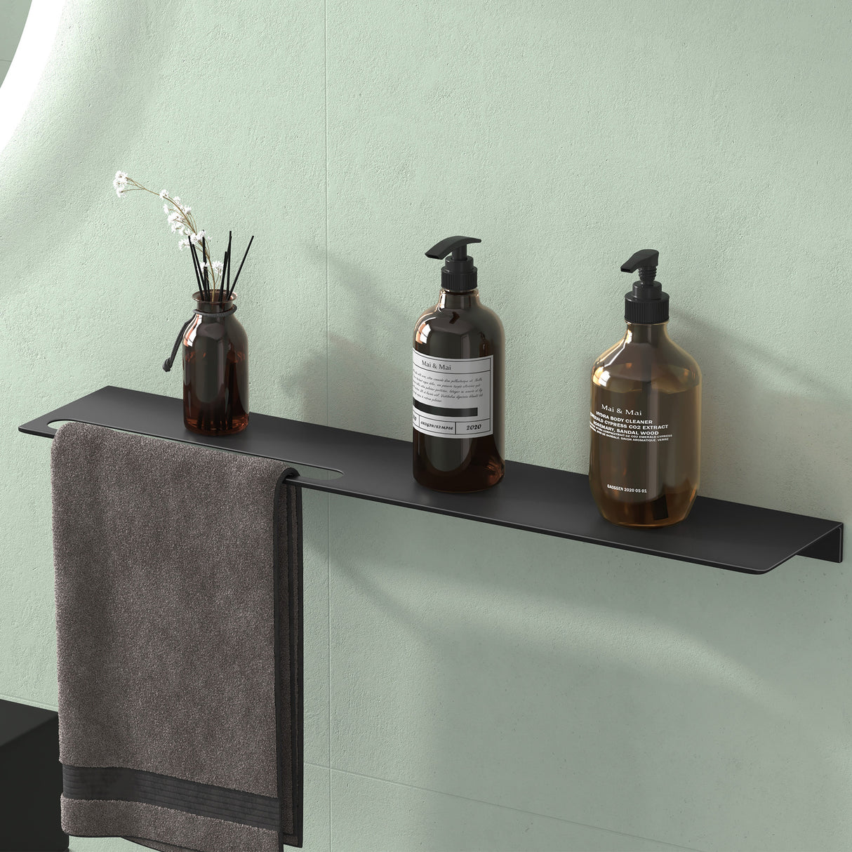 glasvolla Duschablage zum Bohren oder Kleben Duschregal Badablage aus Aluminium Badezimmerablage zur Wandmontage Badezimmer Organizer Reglo-06