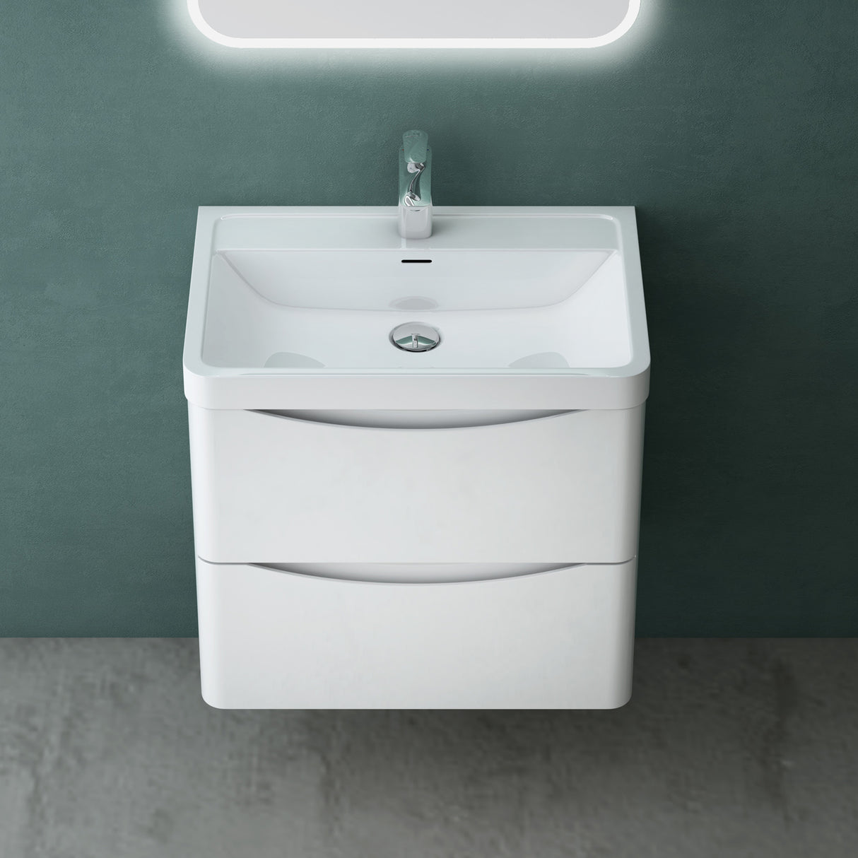 glasvilla Badmöbel set Waschtisch mit Unterschrank Waschbeckenunterschrank mit Softclose Schubladen inkl. Waschbecken 60cm Smile