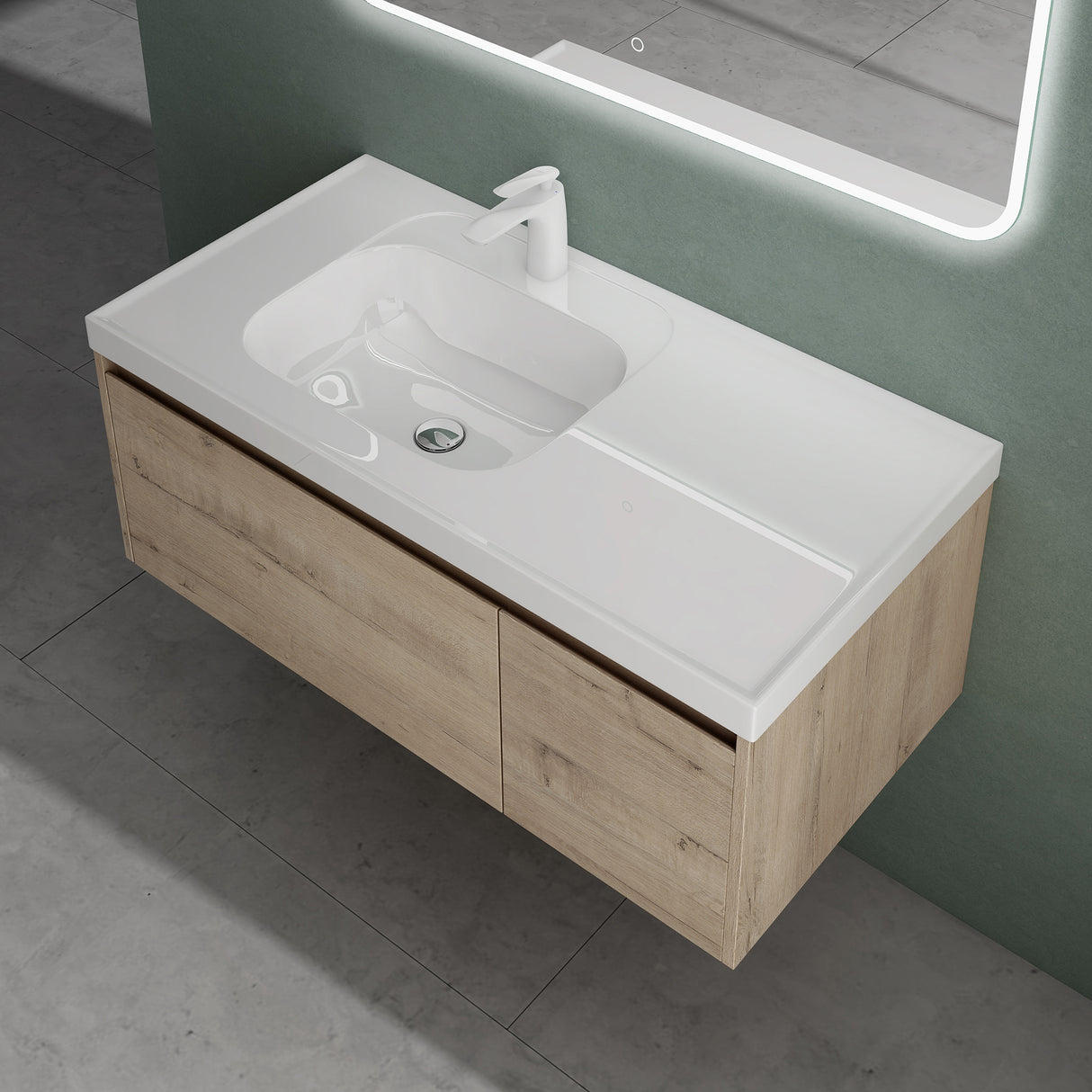 glasvilla Mobile Bagno Sospeso con Lavabo Mobiletto da Bagno con Lavabo da Marmo fuso Salerno