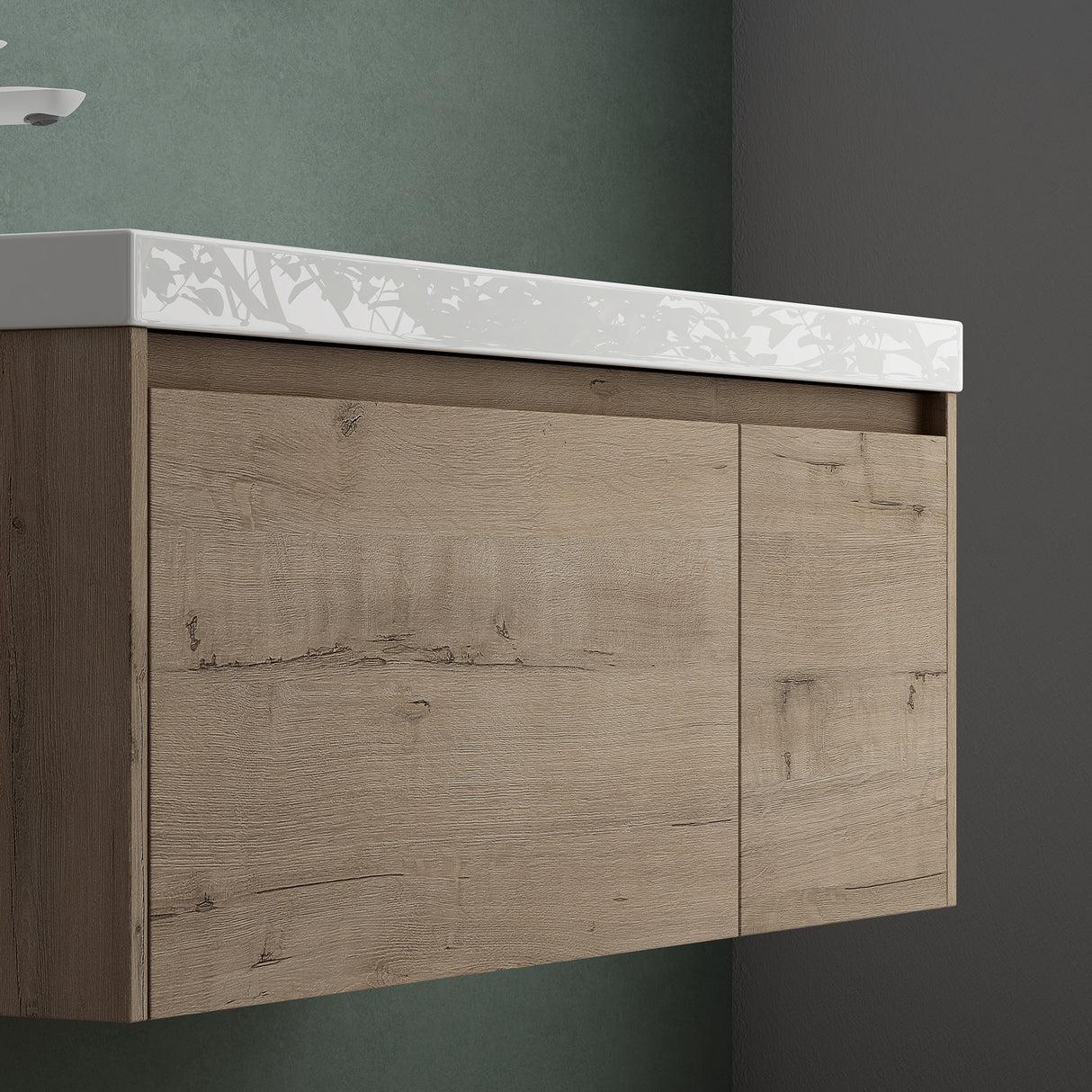 glasvilla Mobile Bagno Sospeso con Lavabo Mobiletto da Bagno con Lavabo da Marmo fuso Salerno