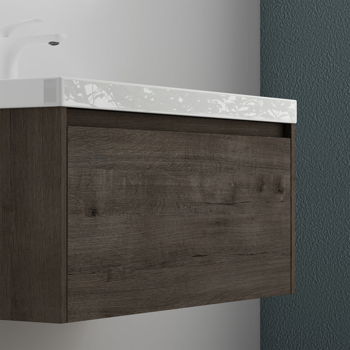 glasvilla Mobile Bagno Sospeso con Lavabo Mobiletto da Bagno con Lavabo da Marmo fuso Salerno