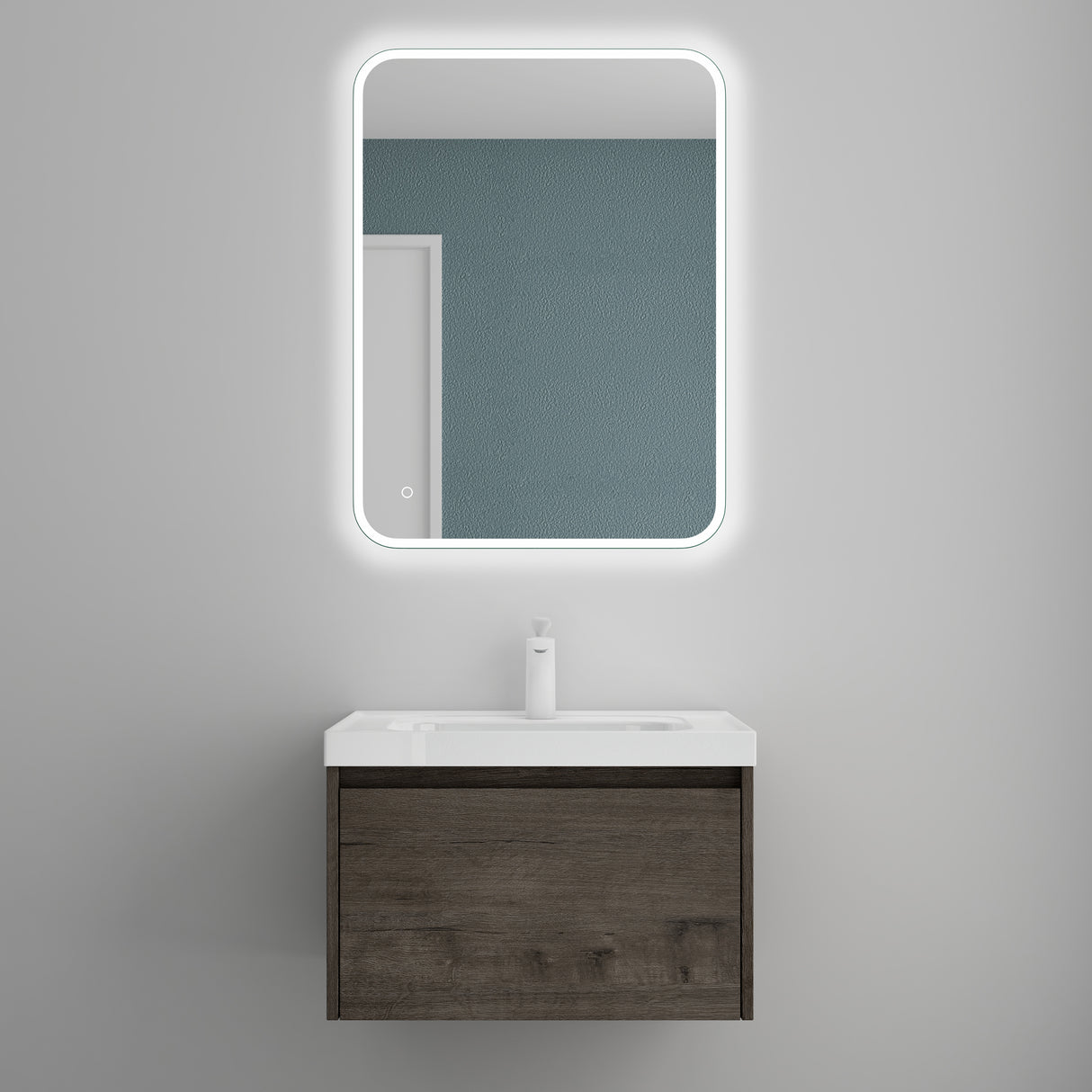glasvilla Mobile Bagno Sospeso con Lavabo Mobiletto da Bagno con Lavabo da Marmo fuso Salerno