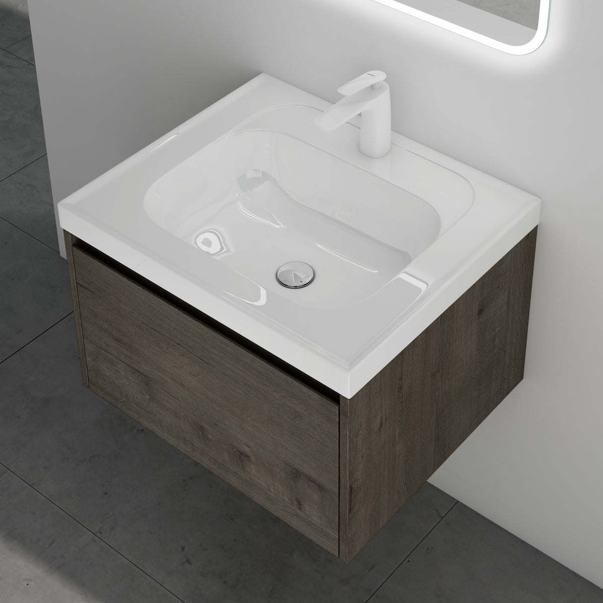 glasvilla Mobile Bagno Sospeso con Lavabo Mobiletto da Bagno con Lavabo da Marmo fuso Salerno