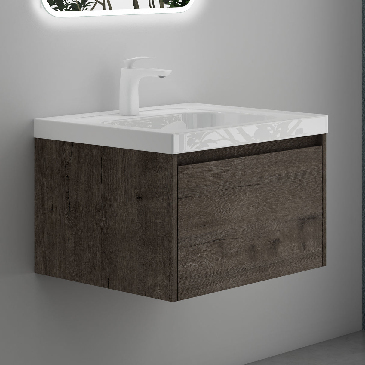 glasvilla Mobile Bagno Sospeso con Lavabo Mobiletto da Bagno con Lavabo da Marmo fuso Salerno