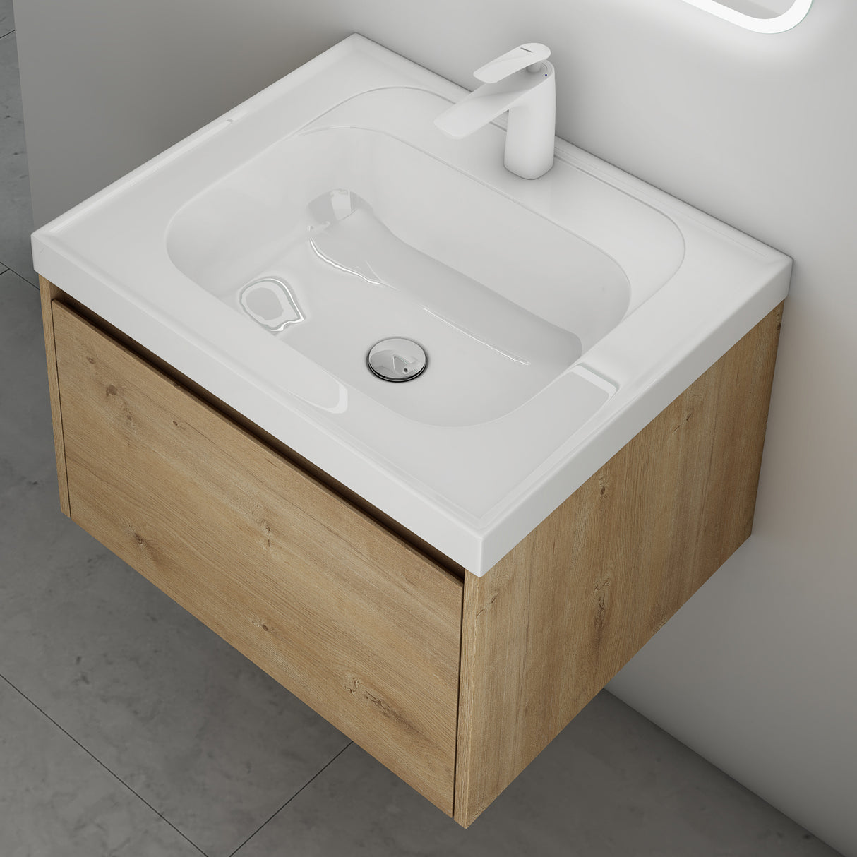glasvilla Mobile Bagno Sospeso con Lavabo Mobiletto da Bagno con Lavabo da Marmo fuso Salerno