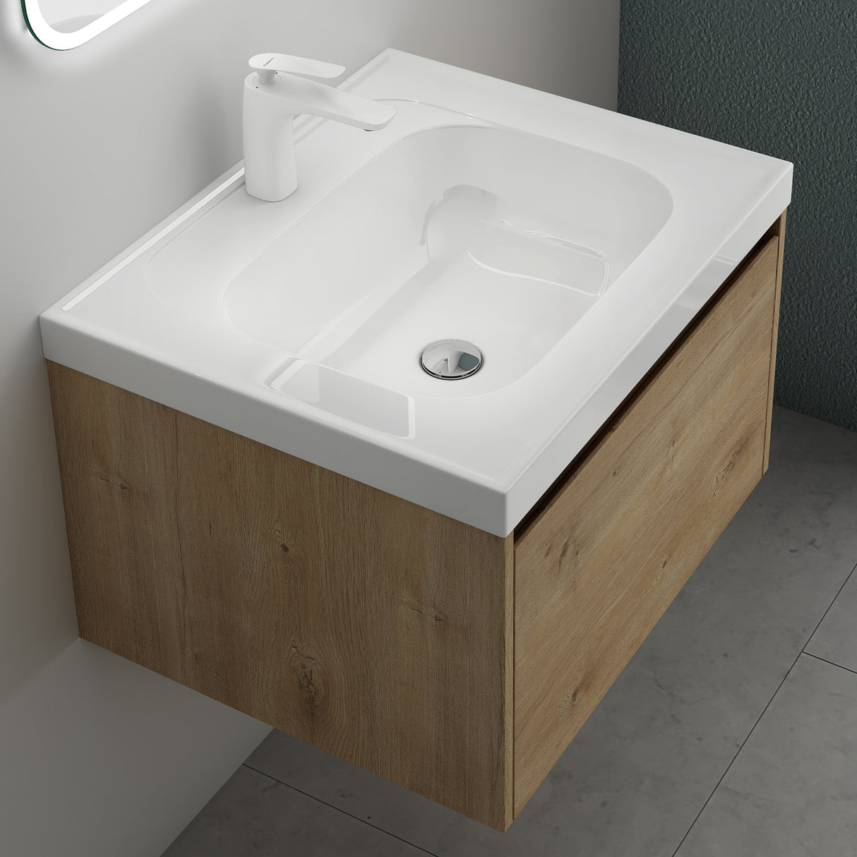 glasvilla Mobile Bagno Sospeso con Lavabo Mobiletto da Bagno con Lavabo da Marmo fuso Salerno