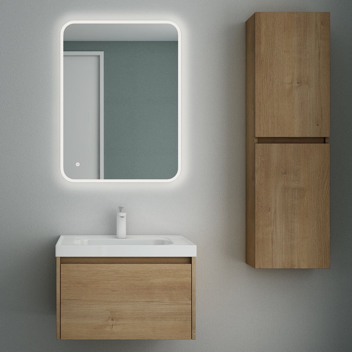 glasvilla Mobile Bagno Sospeso con Lavabo Mobiletto da Bagno con Lavabo da Marmo fuso Salerno