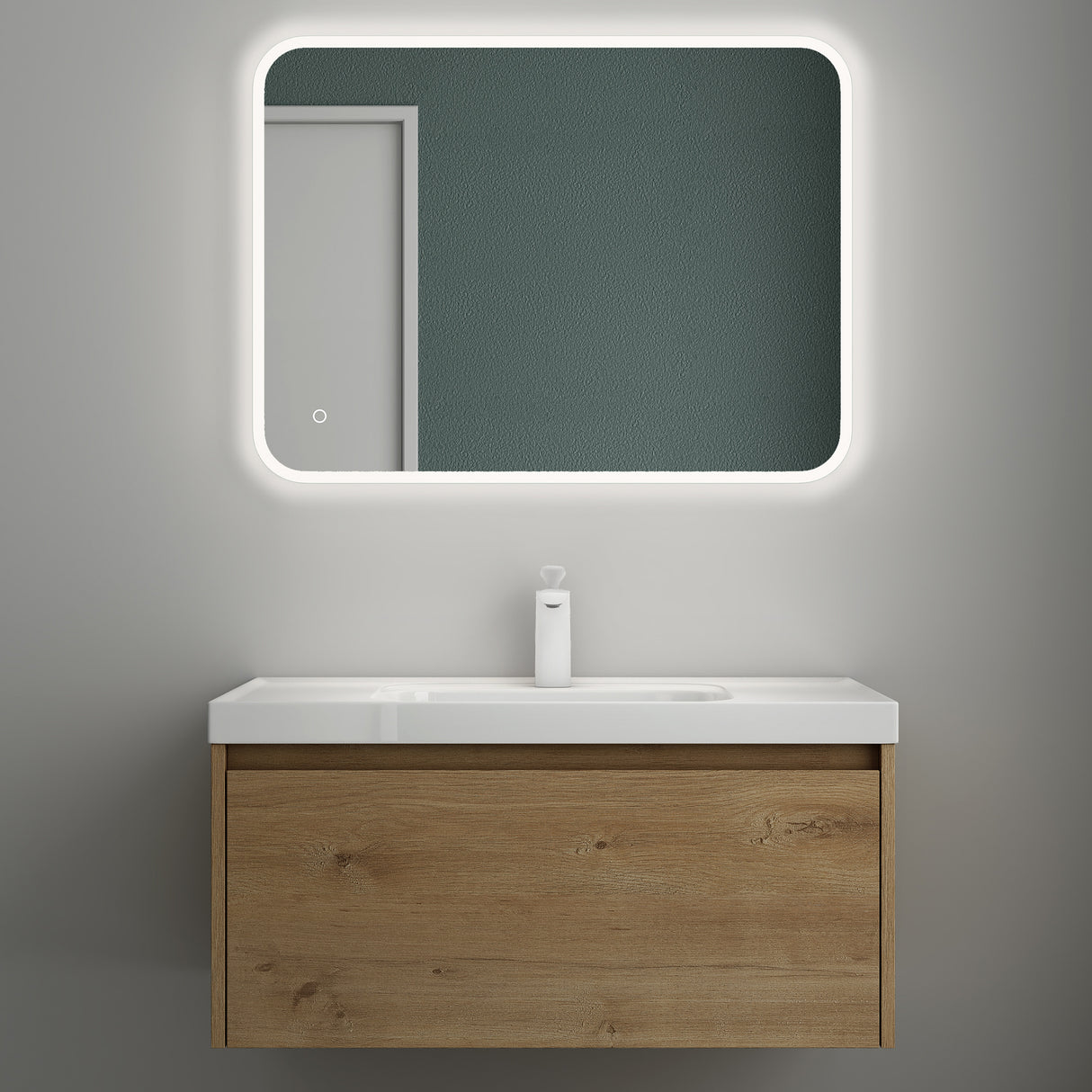 glasvilla Mobile Bagno Sospeso con Lavabo Mobiletto da Bagno con Lavabo da Marmo fuso Salerno