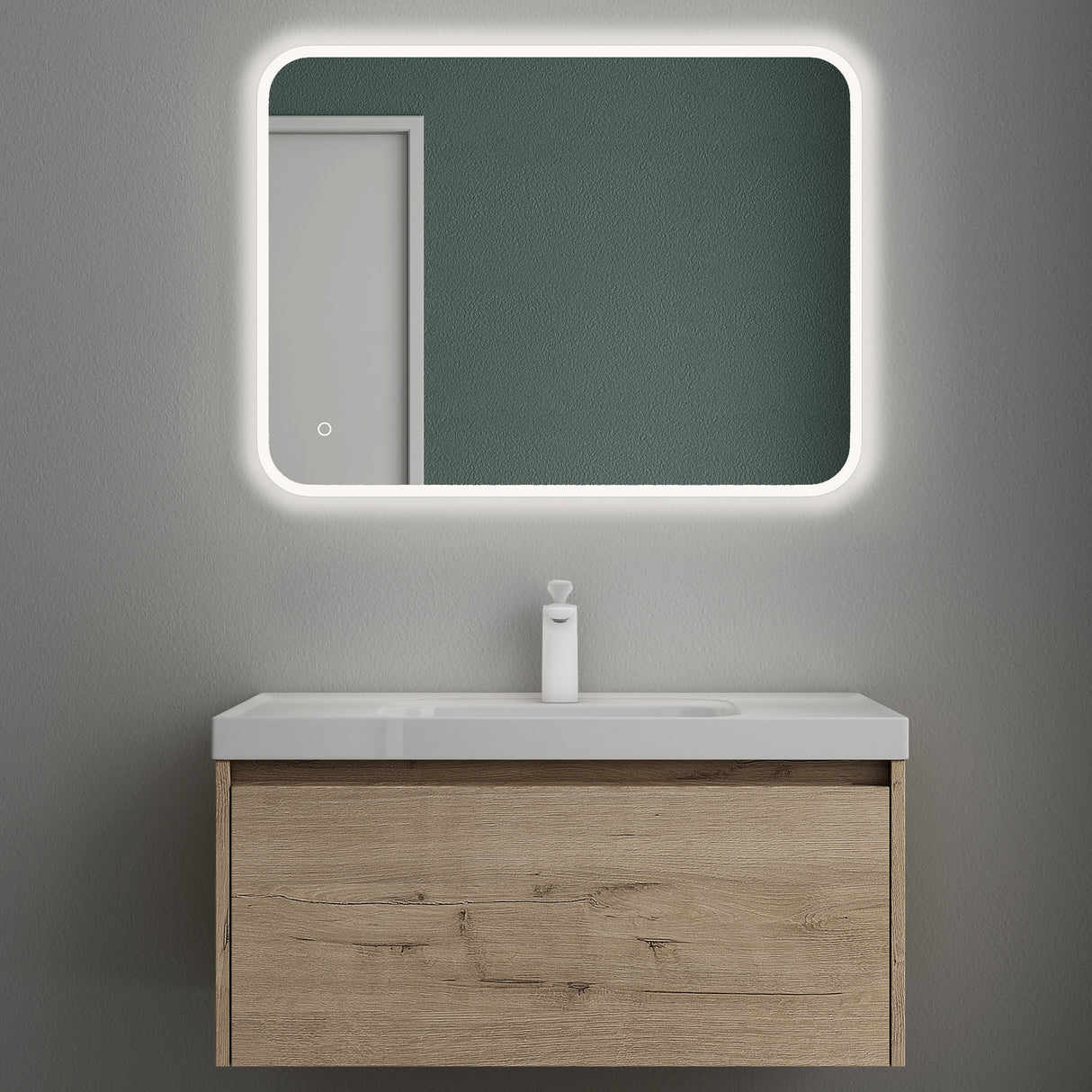 glasvilla Mobile Bagno Sospeso con Lavabo Mobiletto da Bagno con Lavabo da Marmo fuso Salerno