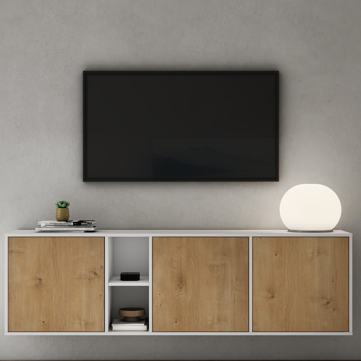 Meuble de rangement Glasvilla avec 3 portes et 2 compartiments, commode, buffet, beaucoup d'espace de rangement pour le salon Schrank02