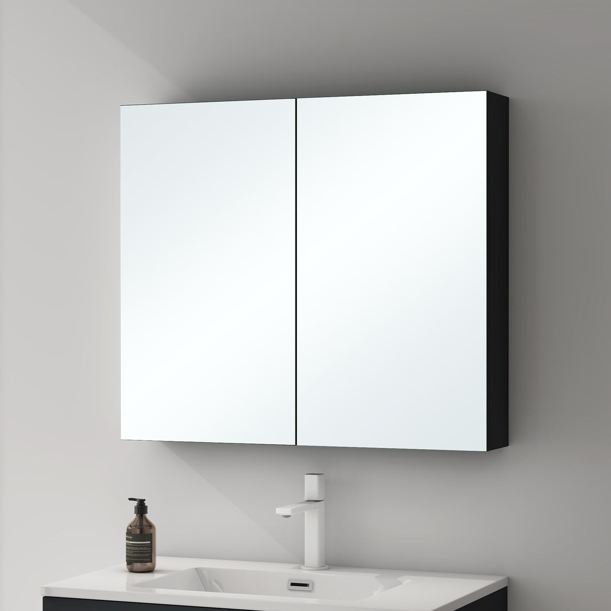 glasvilla Armadietto a Specchio con Ante a Specchio per Bagno Specchiera da Bagno Mobiletto da Parete con Ante Spiegelschrank 02