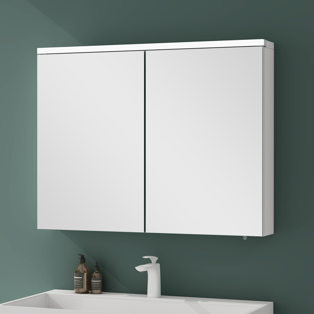 glasvilla Armadietto a Specchio con Luce Specchio con Pensile per Bagno con Luce LED Mobiletto da Bagno a Muro con Specchio Spiegelschrank-03