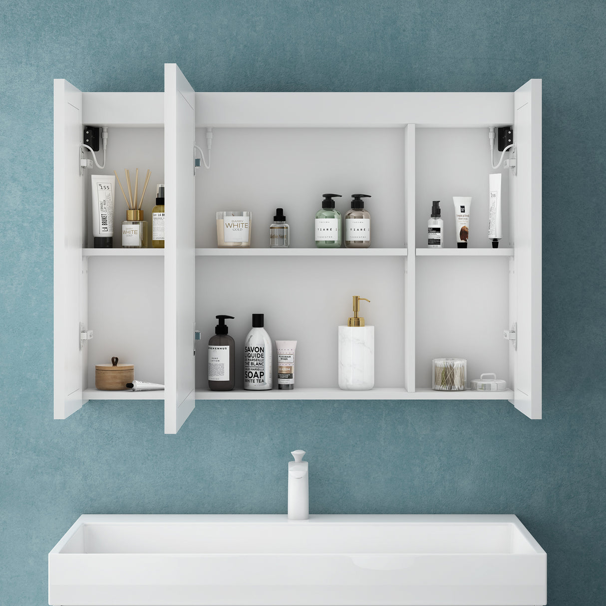 glasvilla Armadietto a Specchio con Luce Specchio con Pensile per Bagno con Luce LED Mobiletto da Bagno con Illuminazione a LED Spiegelschrank-04