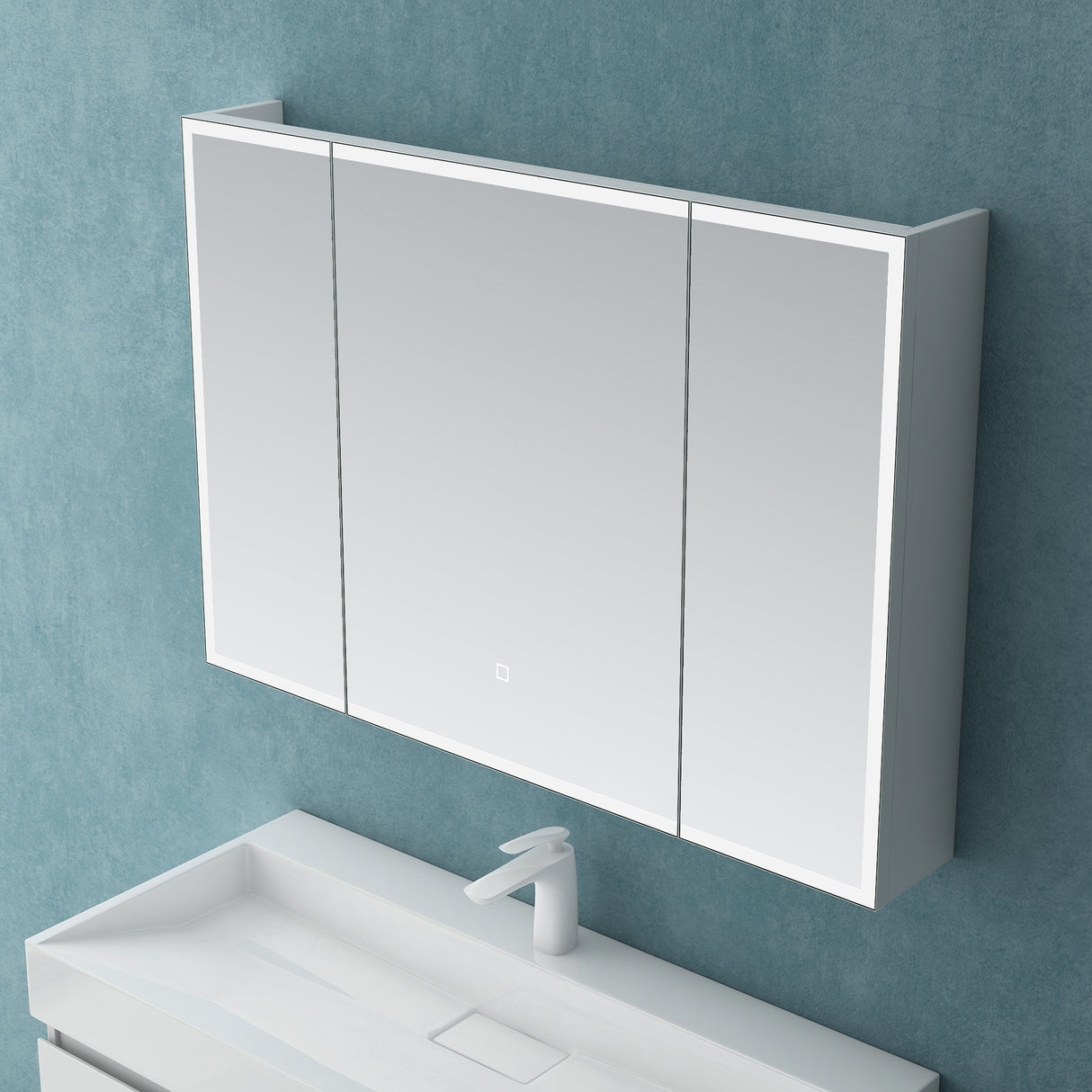 glasvilla Armadietto a Specchio con Luce Specchio con Pensile per Bagno con Luce LED Mobiletto da Bagno con Illuminazione a LED Spiegelschrank-04