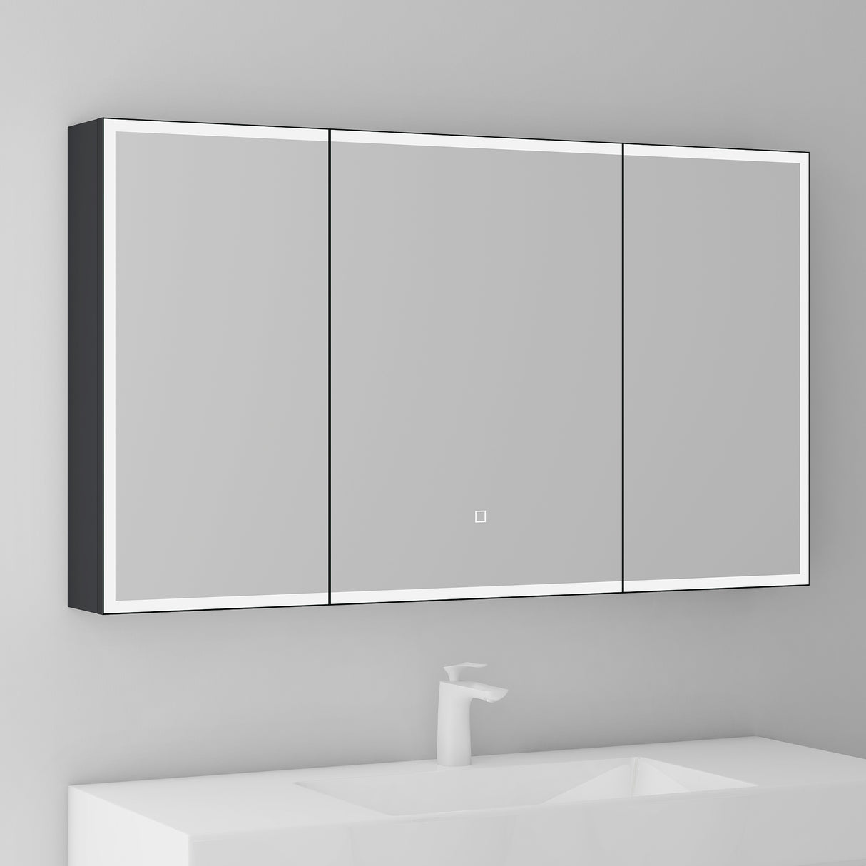 glasvilla Armadietto a Specchio con Luce Specchio con Pensile per Bagno con Luce LED Mobiletto da Bagno con Illuminazione a LED Spiegelschrank-04