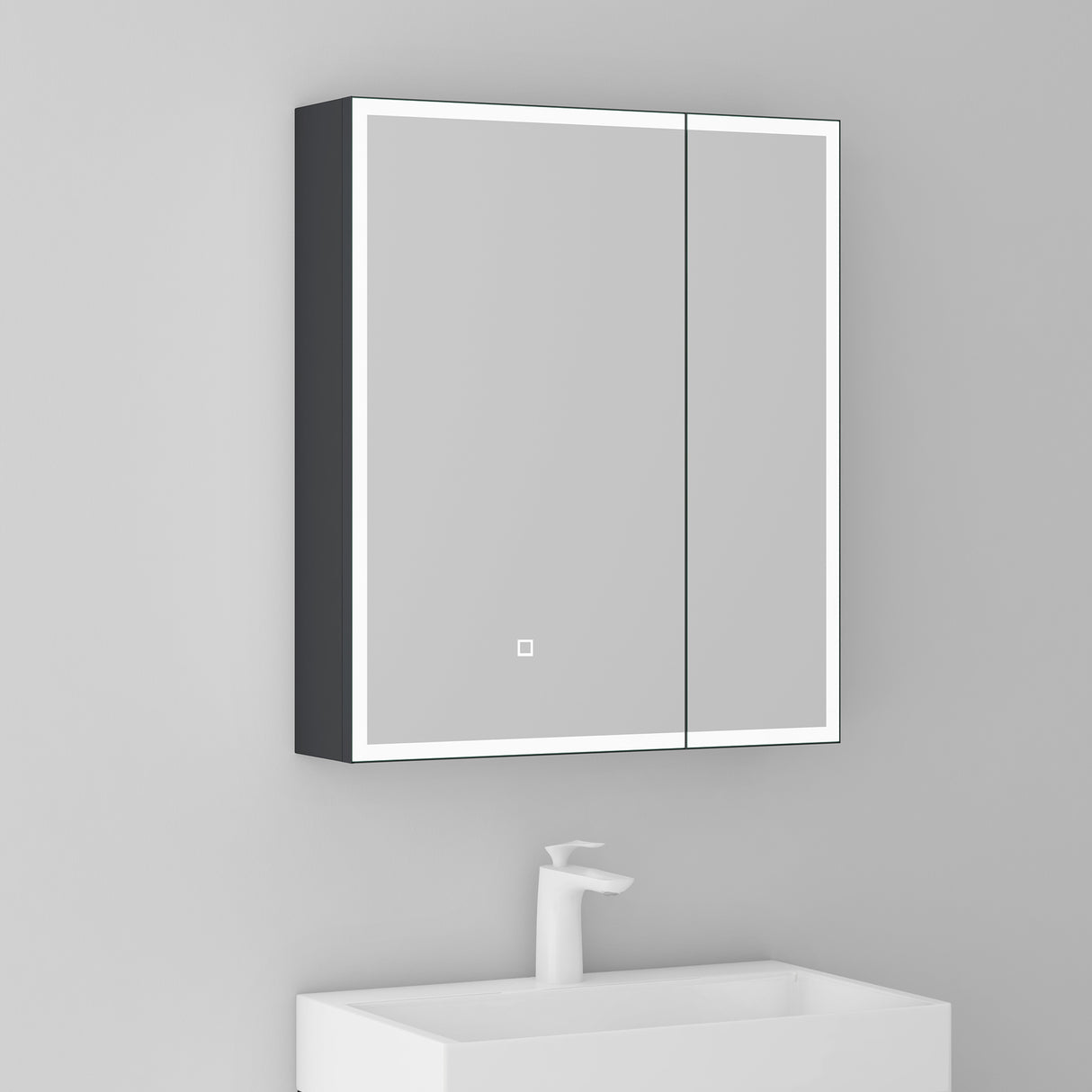 glasvilla Armadietto a Specchio con Luce Specchio con Pensile per Bagno con Luce LED Mobiletto da Bagno con Illuminazione a LED Spiegelschrank-04