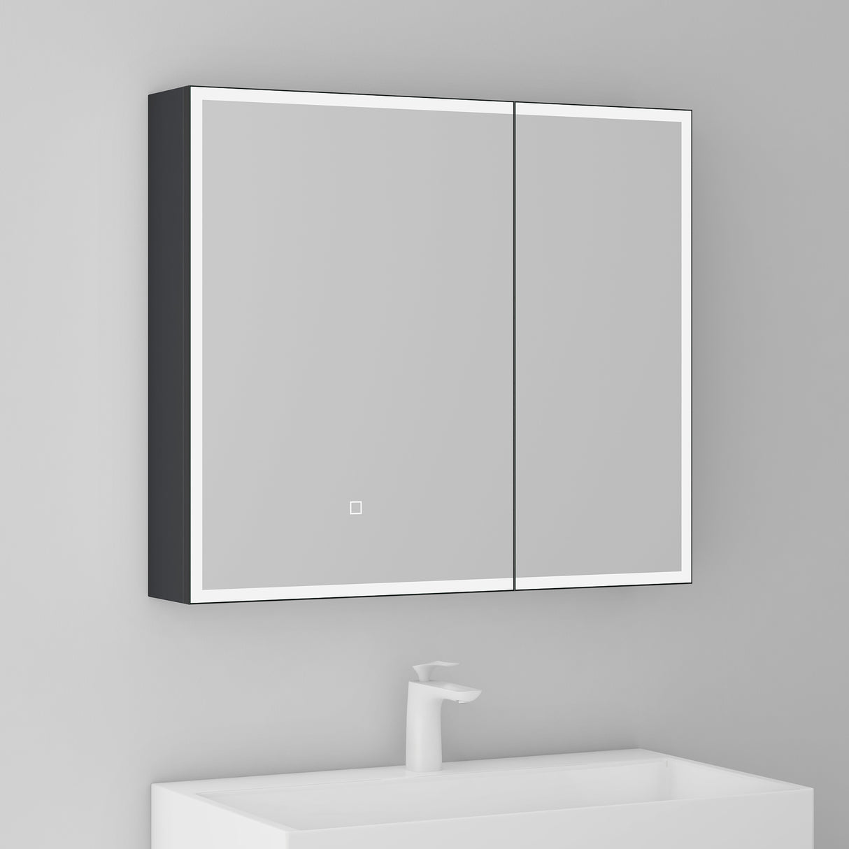 glasvilla Armadietto a Specchio con Luce Specchio con Pensile per Bagno con Luce LED Mobiletto da Bagno con Illuminazione a LED Spiegelschrank-04
