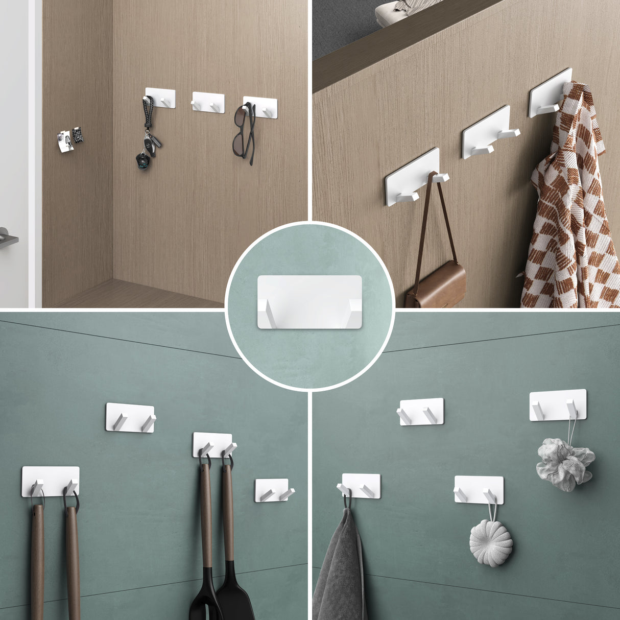 glasvilla Appendiabiti da Parete, Attaccapanni da Muro in Acciaio Inossidabile per Camera da Letto, Ingresso, Cucina, Stalo-04+05