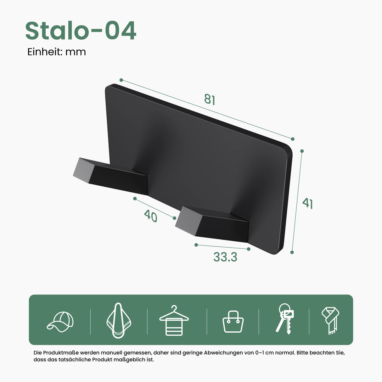 glasvilla Appendiabiti da Parete, Attaccapanni da Muro in Acciaio Inossidabile per Camera da Letto, Ingresso, Cucina, Stalo-04+05