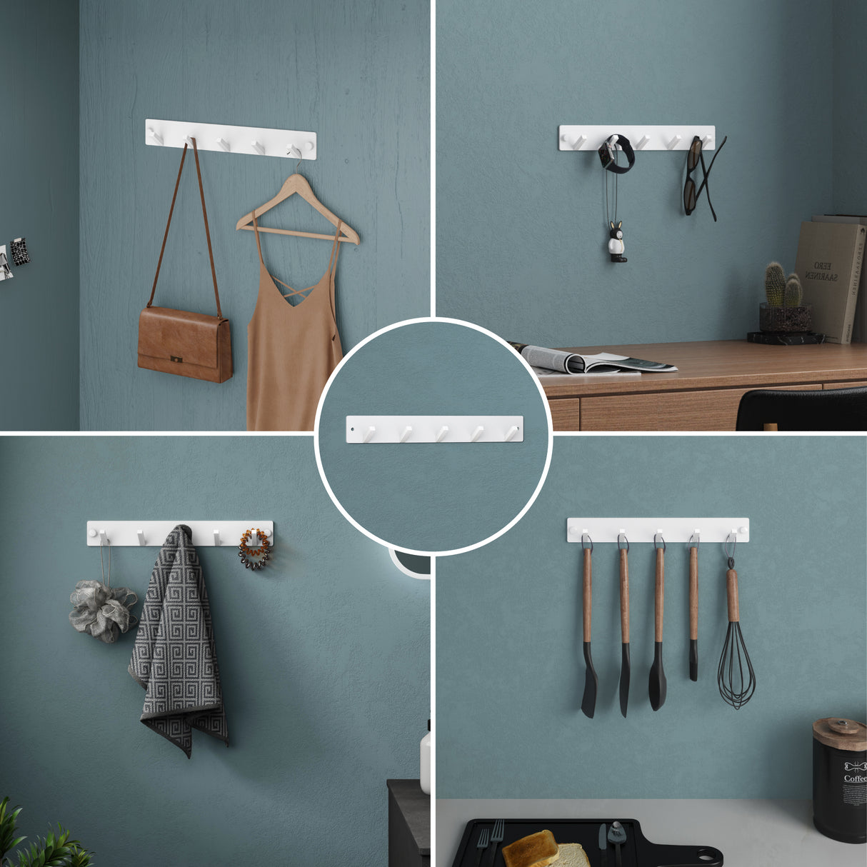 glasvilla Appendiabiti da Parete, Attaccapanni da Muro in Acciaio Inossidabile per Camera da Letto, Ingresso, Cucina, Stalo-04+05