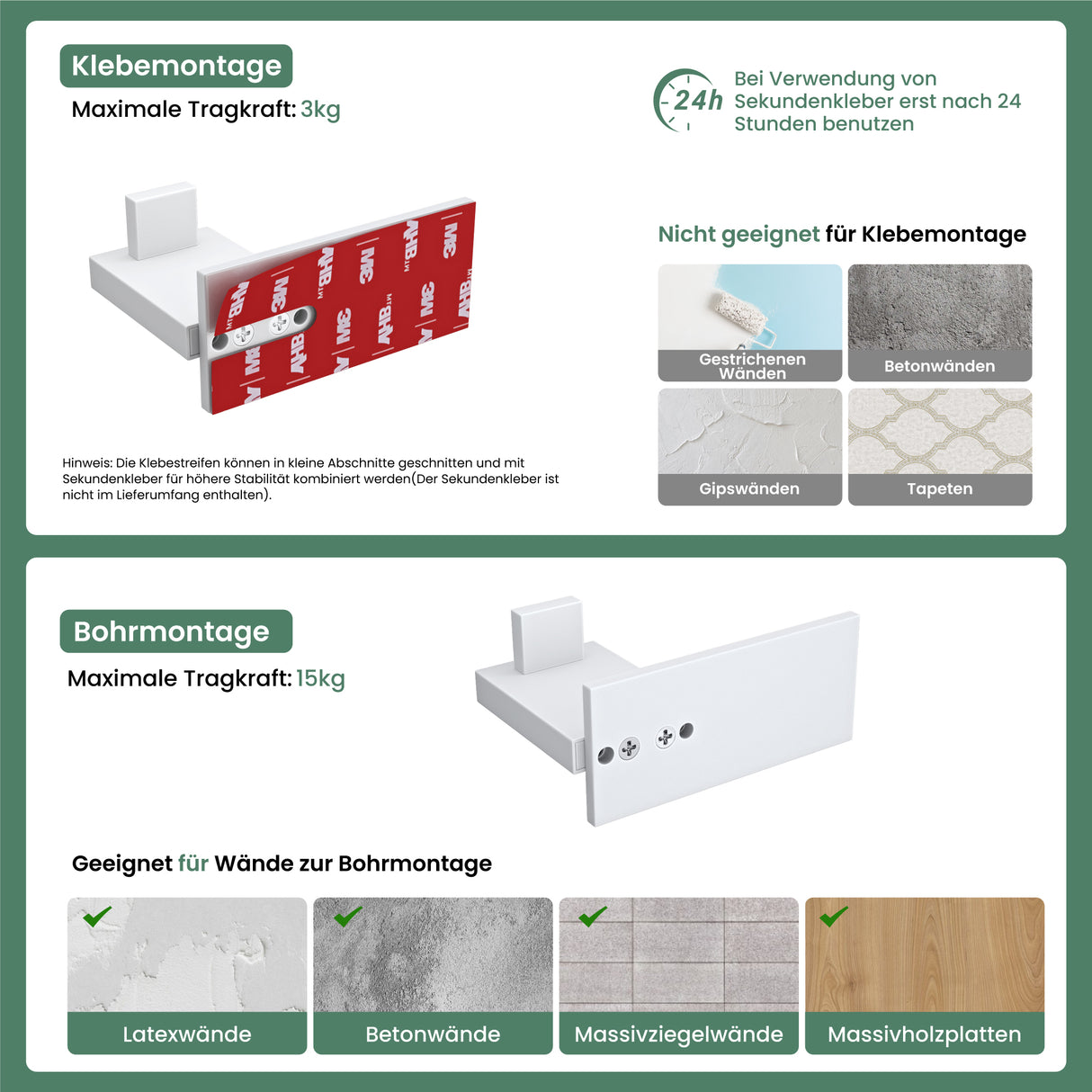 glasvilla Appendiabiti da Parete in Acciaio Inossidabile 304, Attaccapanni da Muro per Camera da Letto, Ingresso, Cucina, Stalo-06+Stalo-07