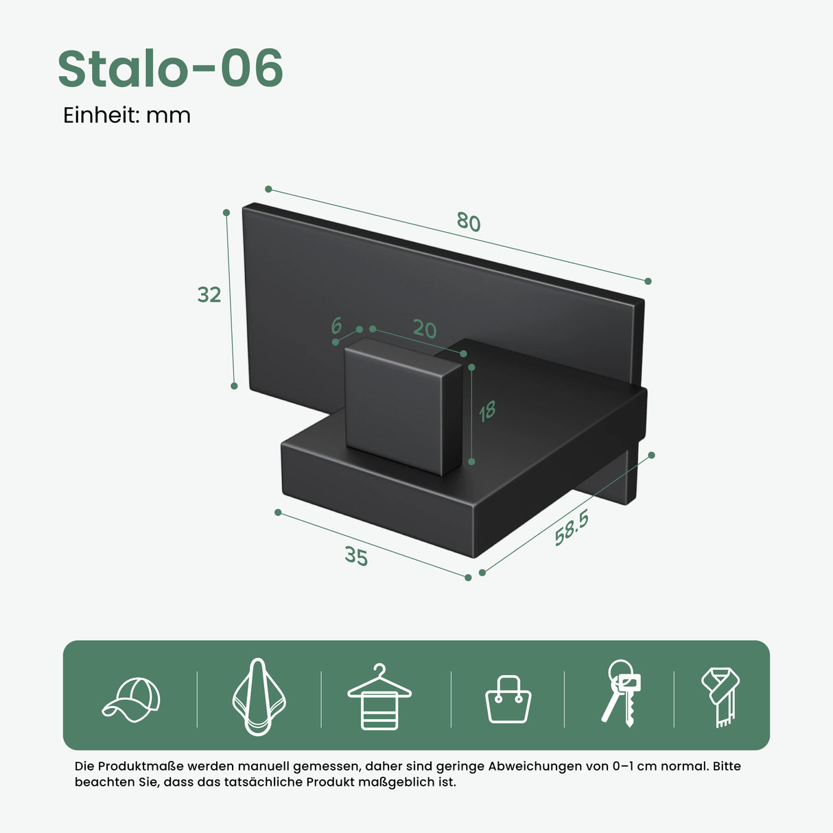 glasvilla Appendiabiti da Parete in Acciaio Inossidabile 304, Attaccapanni da Muro per Camera da Letto, Ingresso, Cucina, Stalo-06+Stalo-07