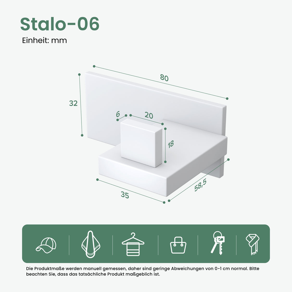 glasvilla Appendiabiti da Parete in Acciaio Inossidabile 304, Attaccapanni da Muro per Camera da Letto, Ingresso, Cucina, Stalo-06+Stalo-07
