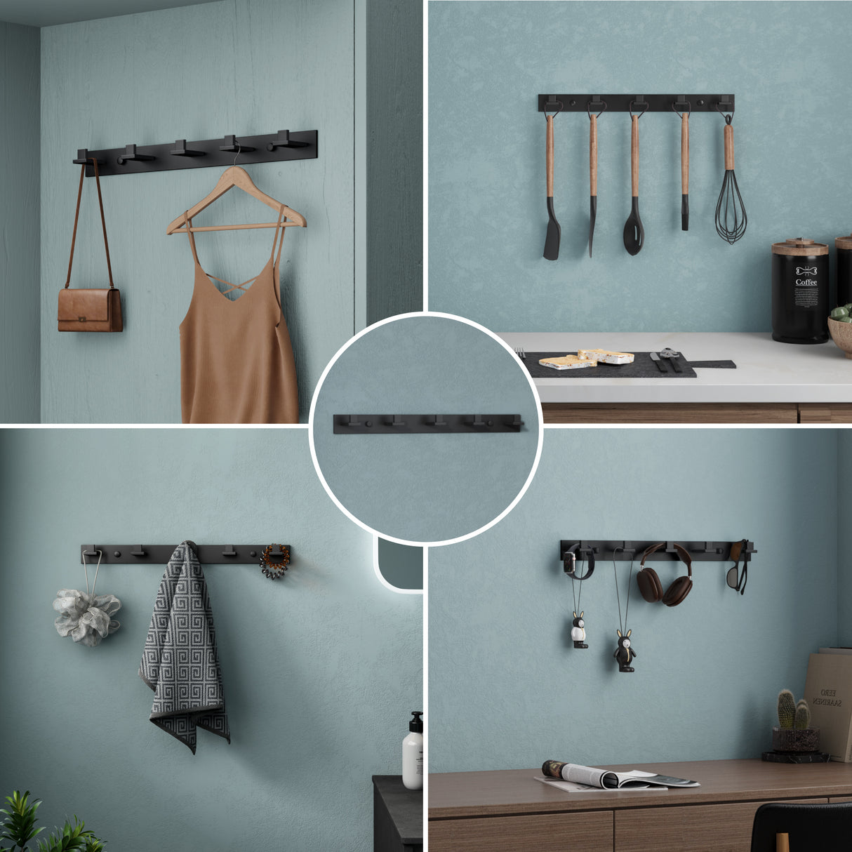 glasvilla Appendiabiti da Parete in Acciaio Inossidabile 304, Attaccapanni da Muro per Camera da Letto, Ingresso, Cucina, Stalo-06+Stalo-07